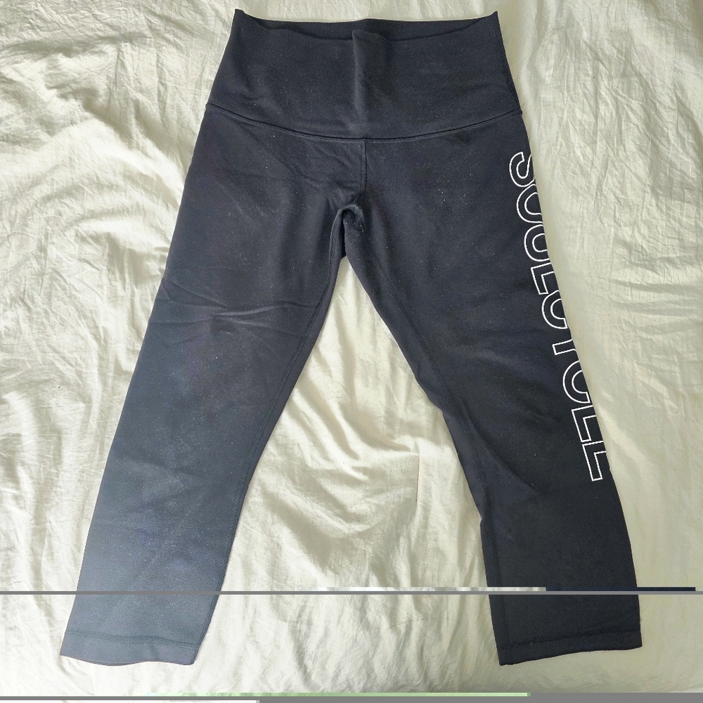 Lululemon x Peleton Cropped 21" Black Leggings 10